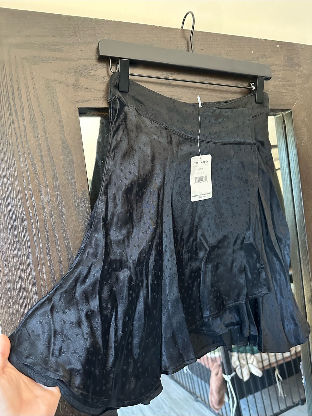 Free People Starstruck Satin Celestial Star Asymmetrical Skirt